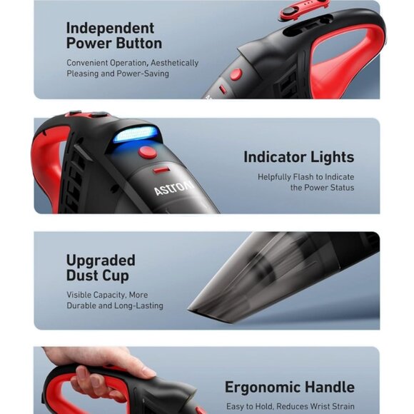 AstroAI Car Vacuum, Car Accessories, Portable Handheld Vacuum Cleaner with 12V D - Picture 2 of 11